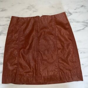 Free People Vegan Leather Brown Fall Mini Skirt Size 0